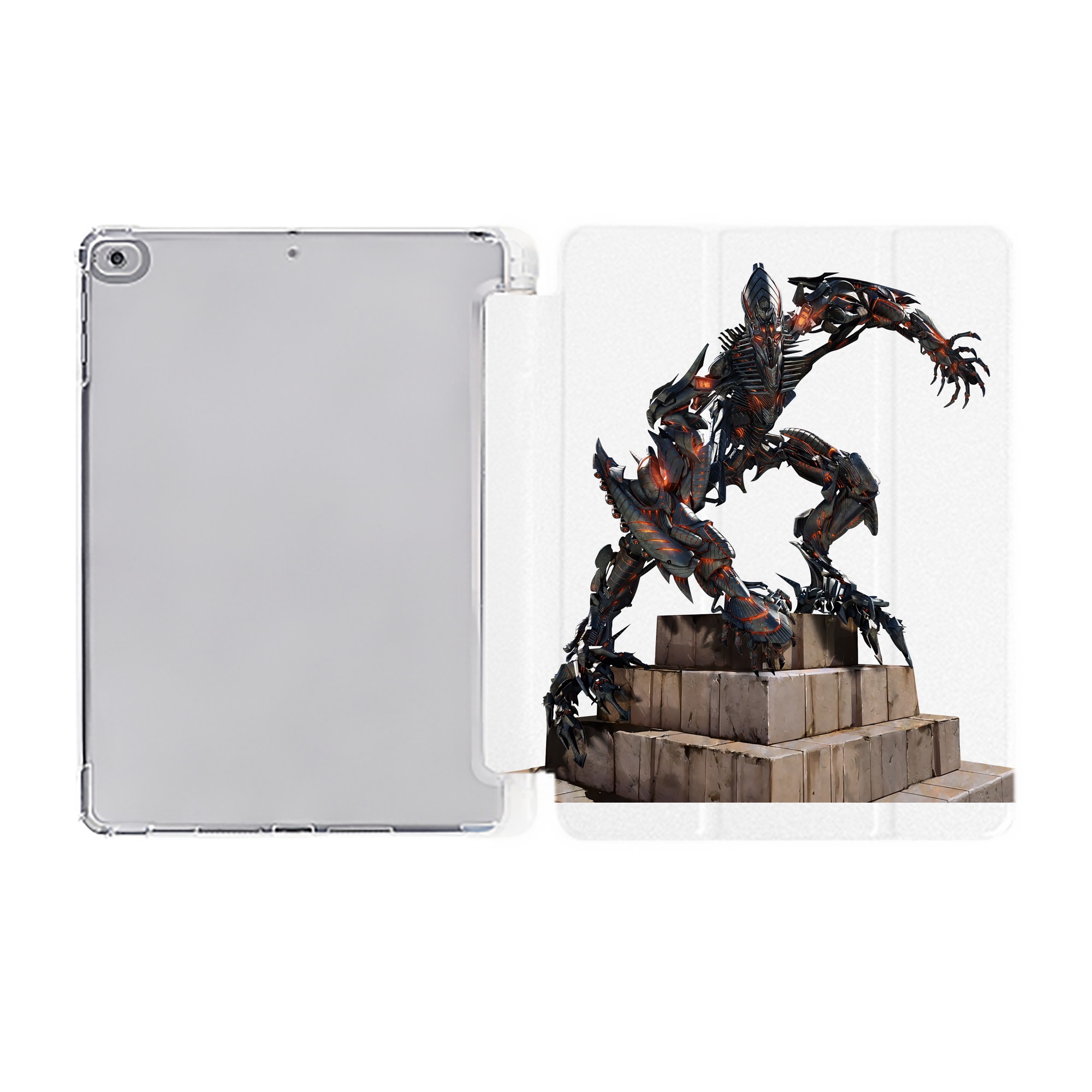 （画像用） Transformers トランスフォーマー IPad ケース ペン収納付き 三つ折りスタンド PUレザー×シリコン 対応機種9.5/10.5/10.9インチ